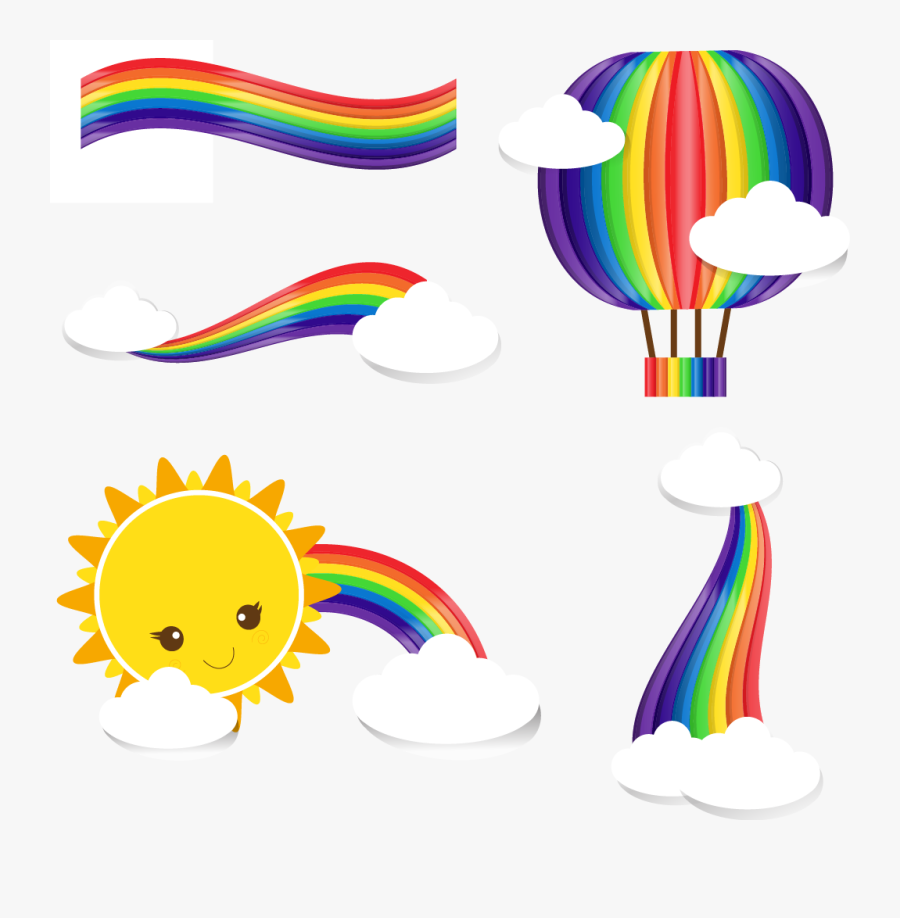 Rainbow Cloud Clip Art - Sun Cartoon Png, Transparent Clipart