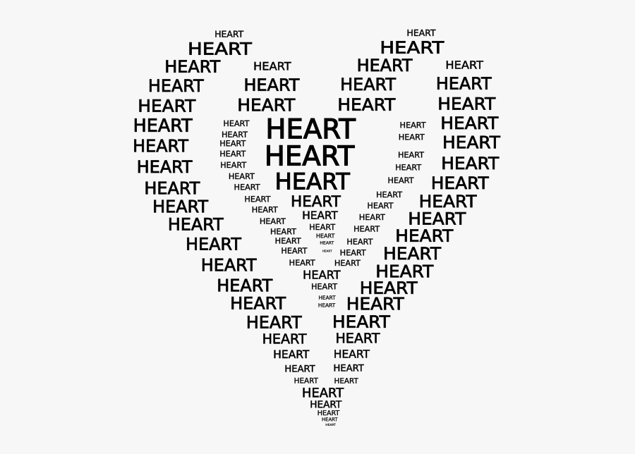 Heart Figure Done By Words Sheet Page Black White Line - Feeling Love Heart Quotes, Transparent Clipart