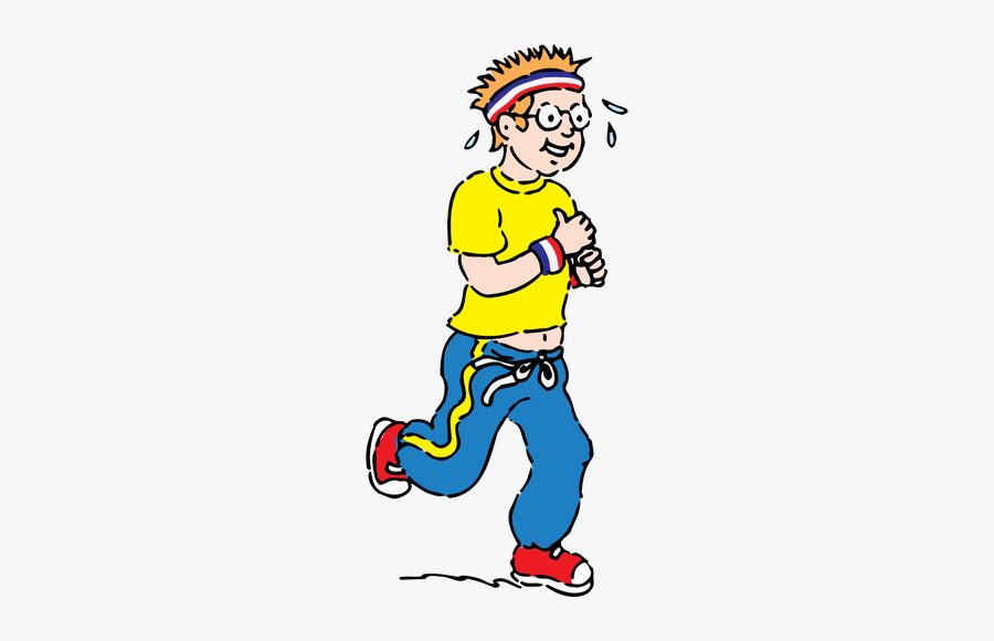 Young Boy Running For Recreation Vector Drawing - Jog Clipart , Free ...