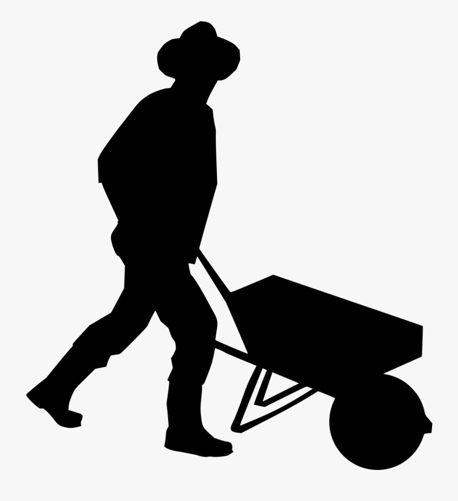 Man Pushing Wheelbarrow Clipart, Transparent Clipart