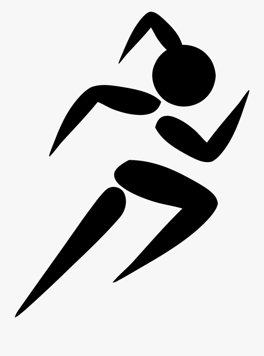 Runner, Girl, Pigtail, Pictogram, Female, Sign, Sport - Running Silhouette Clipart, Transparent Clipart