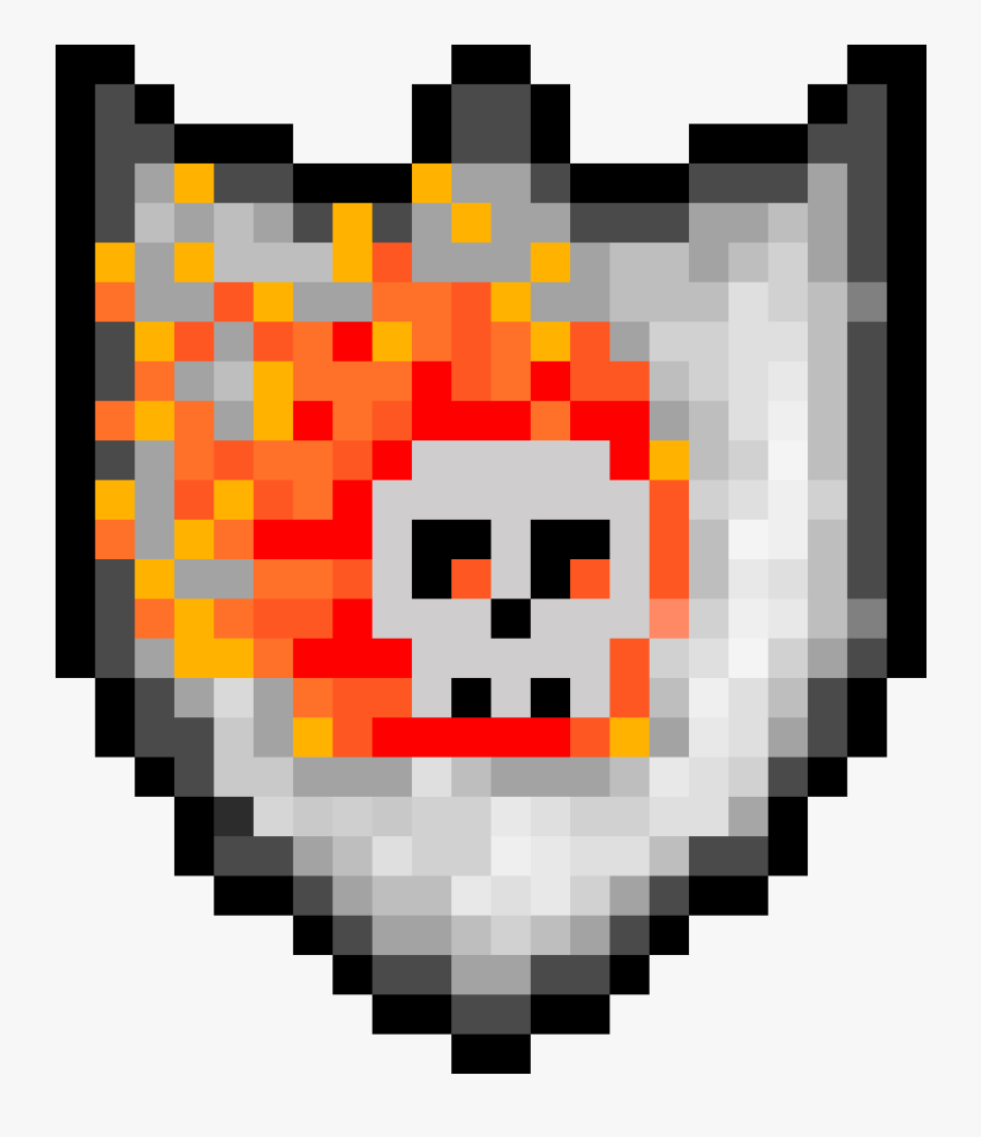 Fire Skull Shield - Pixel Art Chicken Nugget, Transparent Clipart