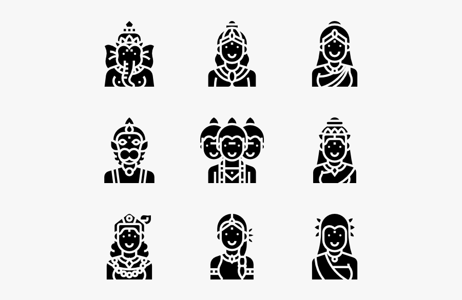 Religious Vector Hindu God - Indian God Black And White, Transparent Clipart