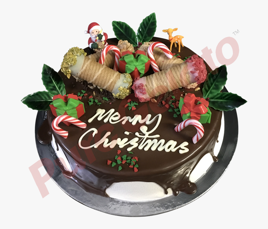 Cannoli Gelato Cake Chocolate Drip Christmas Theme - Chocolate Cake, Transparent Clipart