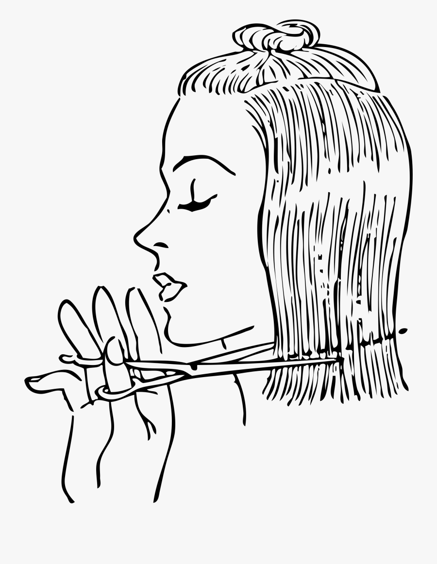 Clip Art Collection Of Free Drawing - Cutting Hair Black And White, Transparent Clipart