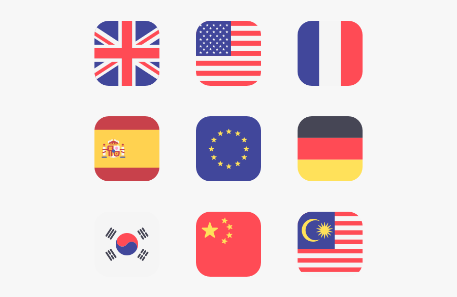 Clip Art Flags Family Rounded Square - Us Flag Icon Png, Transparent Clipart