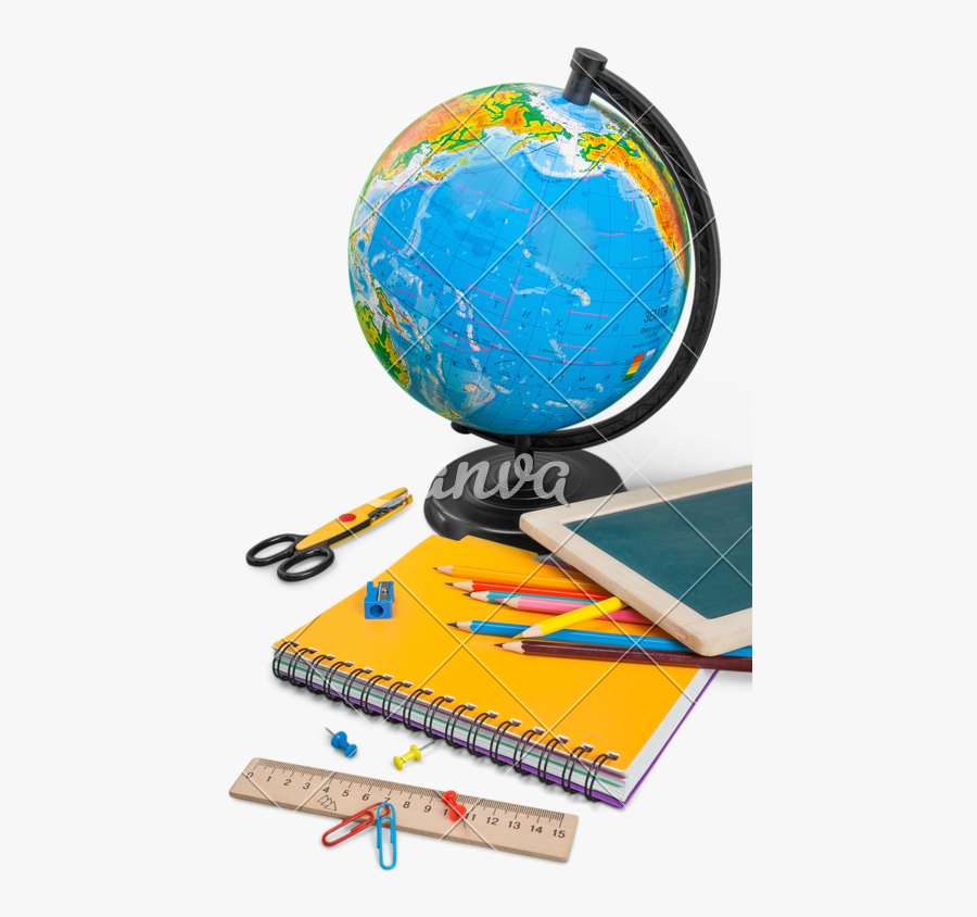 Colorful School Supplies - Globe, Transparent Clipart