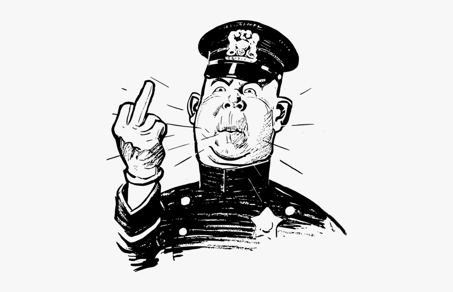 Cop With Middle Finger - Big Black Middle Finger, Transparent Clipart