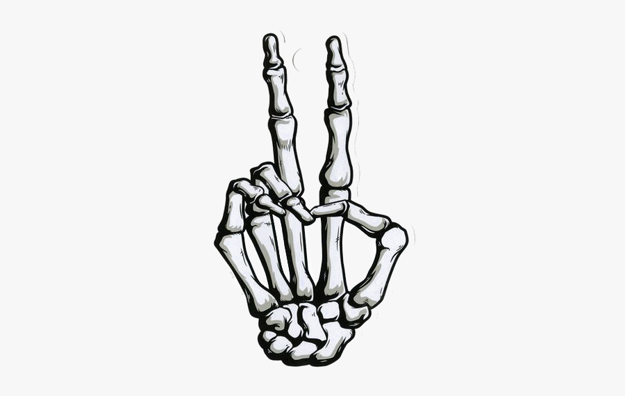 T-shirt Hand Skeleton Drawing Peace Symbols - Skeleton Hand Doing Peace Sign, Transparent Clipart