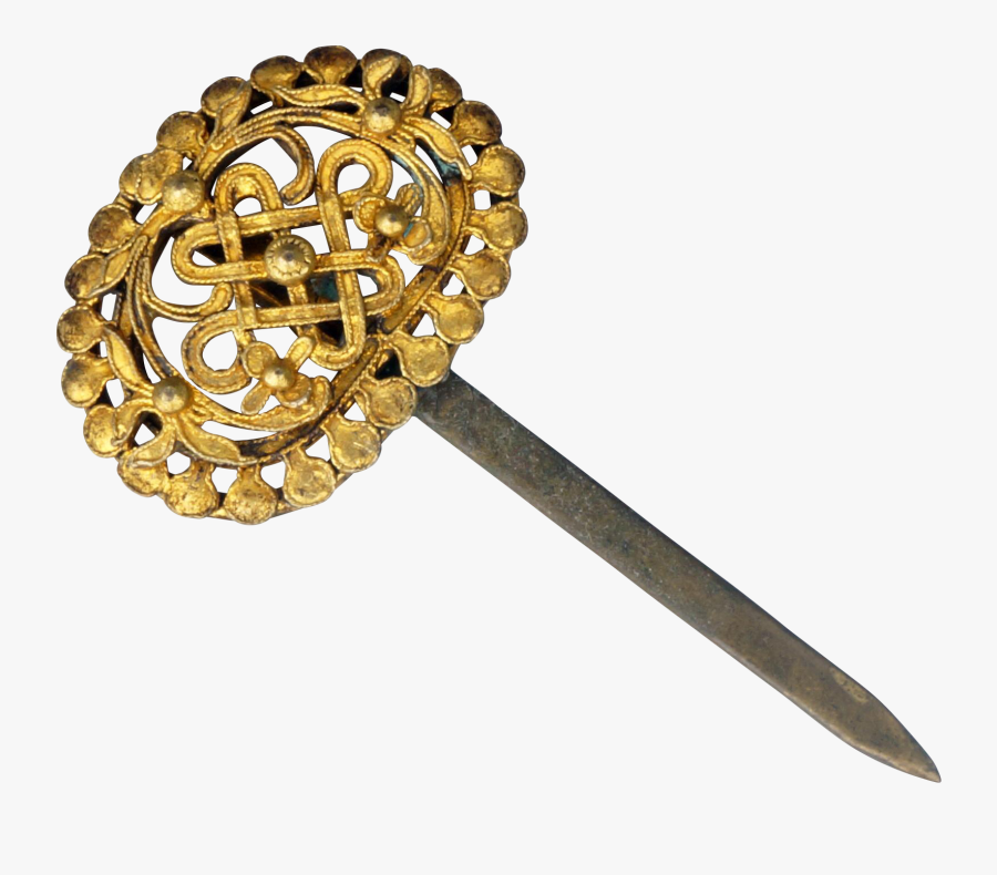 Antique Chinese Gilt Metal Hair Pin Buddhist Endless - Sword, Transparent Clipart