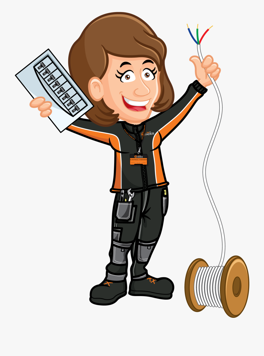 Trades Offers Plumbing - Female Electrical Engineer Cartoon, Transparent Clipart