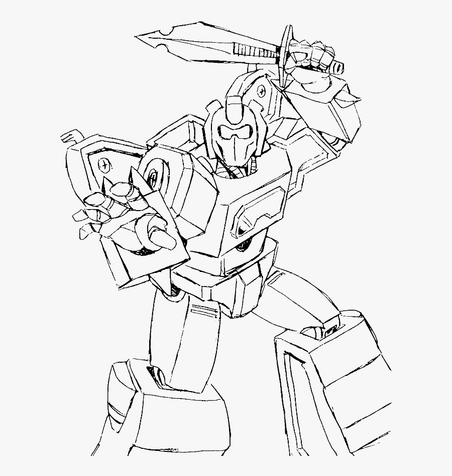 Necklace Clipart Colouring - Optimus Prime With Sword Coloring, Transparent Clipart