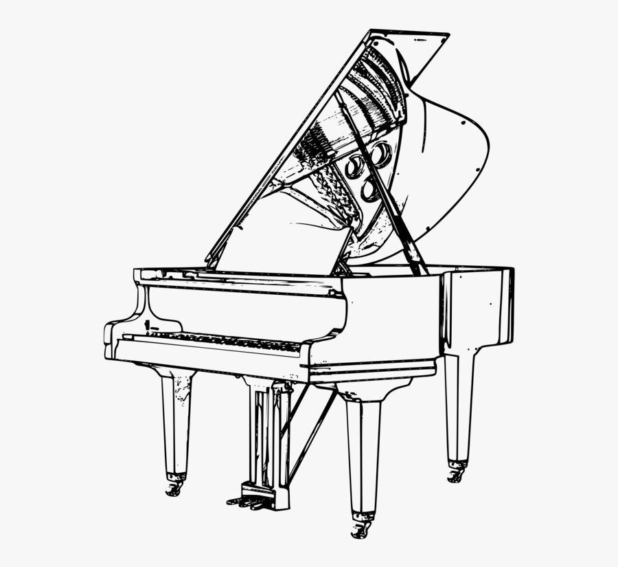 Clip Art Piano Drawing - Grand Piano Clipart Black And White, Transparent Clipart