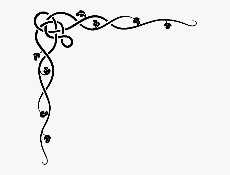 Flourish Clipart Vine - Border Design Black And White Simple, Transparent Clipart