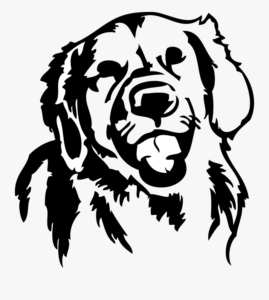 Golden Retriever In A Black And White, Transparent Clipart