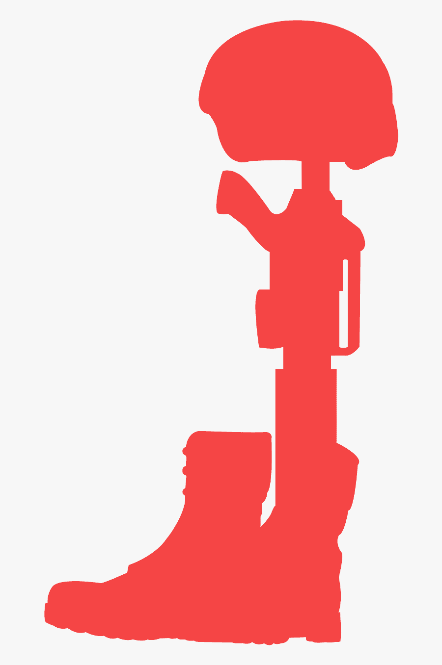 Fallen Soldier Battle Cross Silhouette, Transparent Clipart