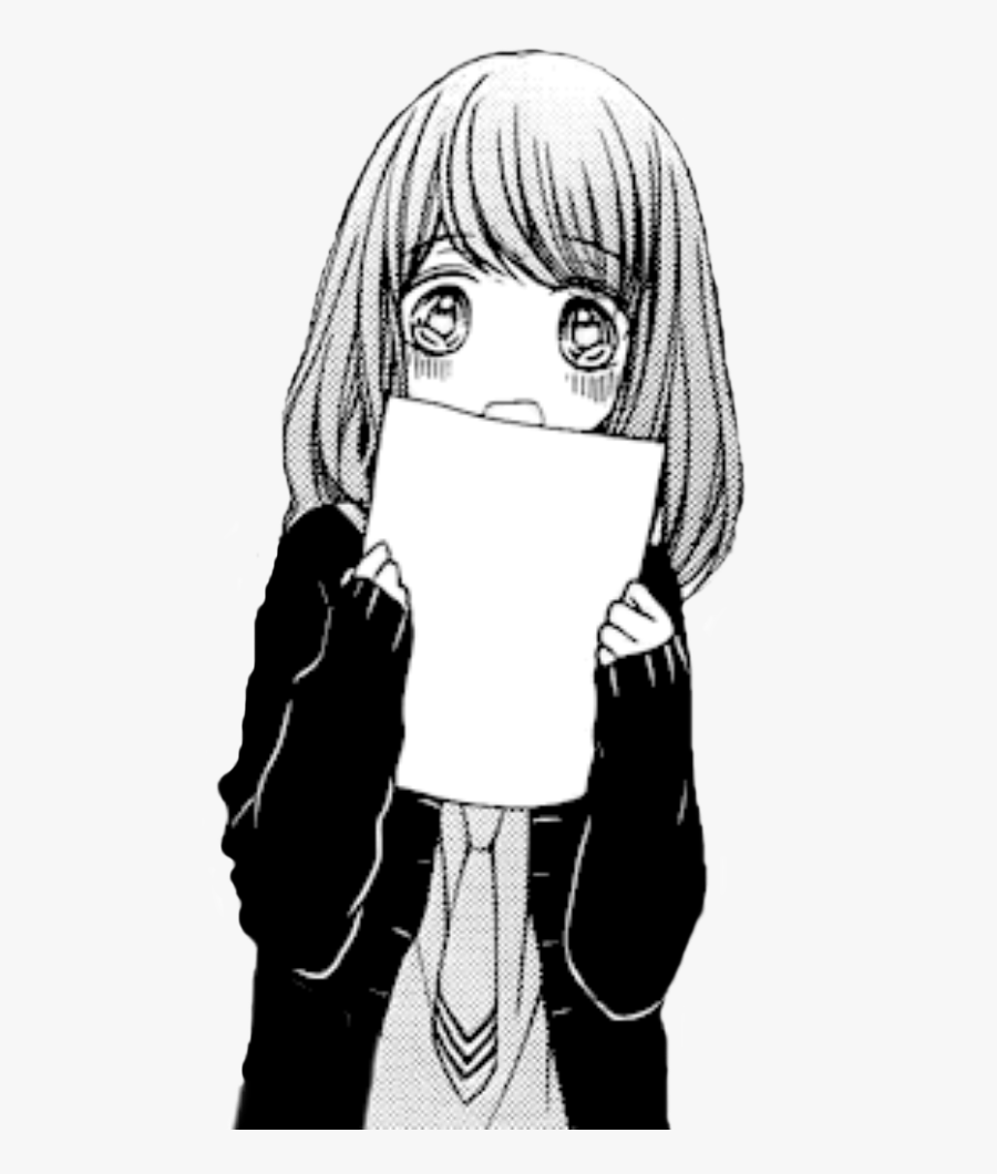 Clip Art Monochrome Anime - Sad Anime Girl Transparent Background, Transparent Clipart