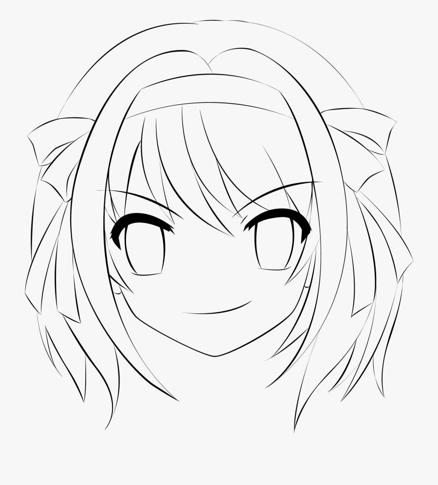Clip Art Collection Of Free Drawing - Transparent Anime Head Outline, Transparent Clipart