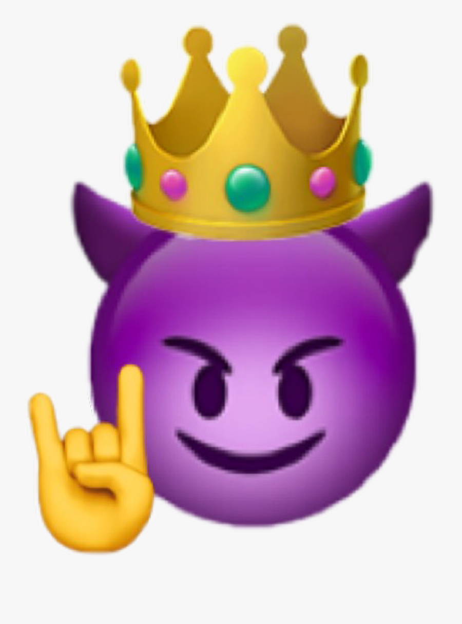 Devil Devilemoji Emoji Queen Crown Crownemojifreetoedit - Purple Devil Emoji With Crown, Transparent Clipart