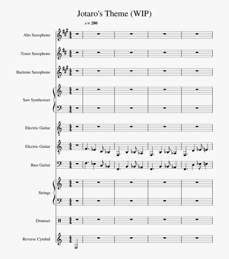 Jotaro"s Theme Alto Sax - Jotaro Theme Sheet Music, Transparent Clipart