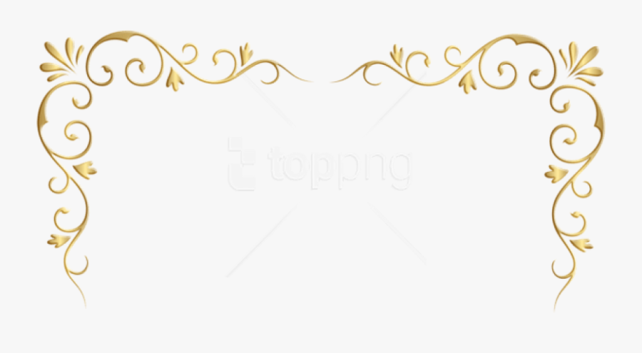 Text,line,clip Design - Golden Corner Border Png, Transparent Clipart