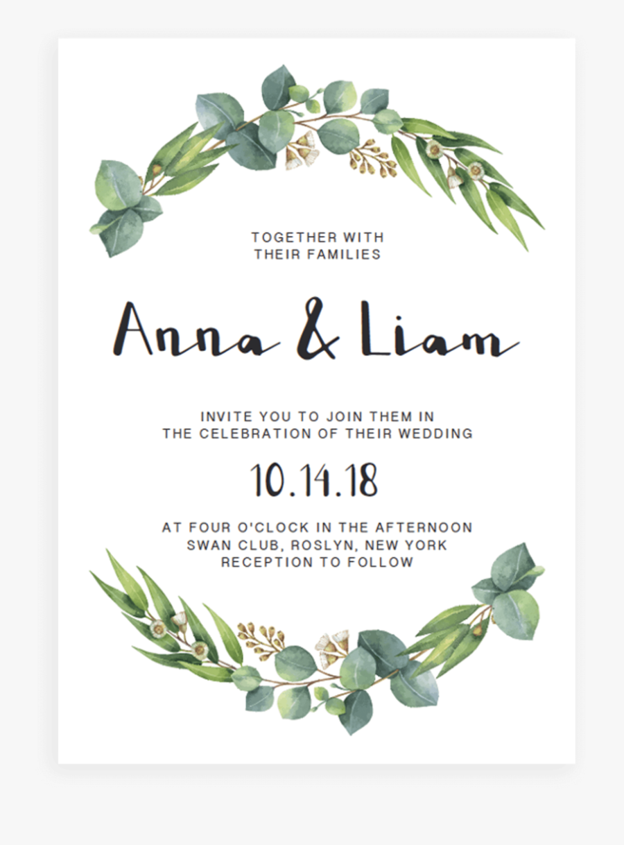 Clip Art Eucalyptus Invitation Template Watercolor - Leaves Wedding