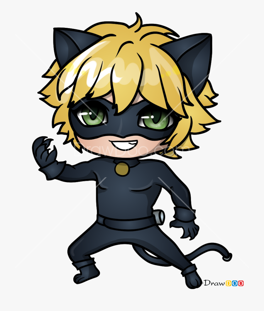 How To Draw Cat Noir Chibi, Ladybug And Cat Noir - Cat Noir Ladybug Png, Transparent Clipart