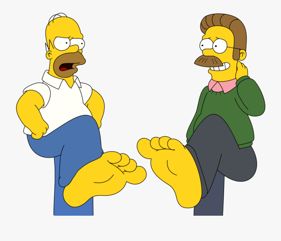 Homer Simpson And Ned Flanders Feet Stomping By Skippy1989-dajul58 - Homero Simpson Y Ned Flanders, Transparent Clipart