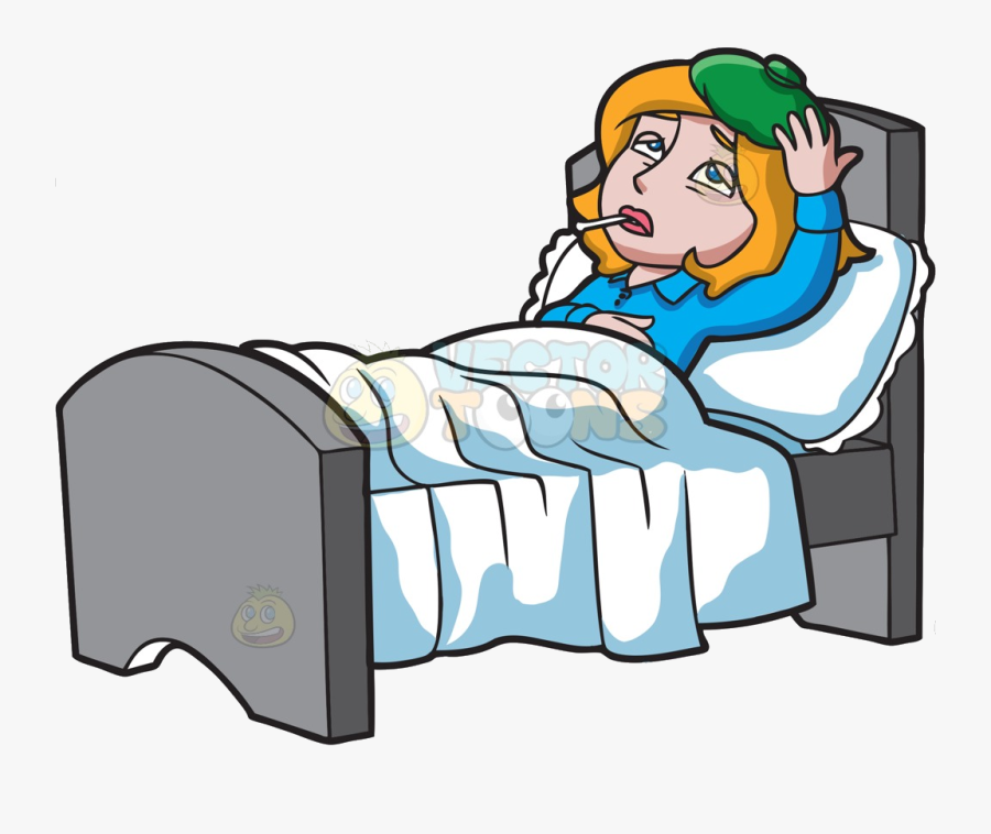 Sick Person In Bed Clipart Drawing Design Kids Transparent - Clipart Sick Woman, Transparent Clipart