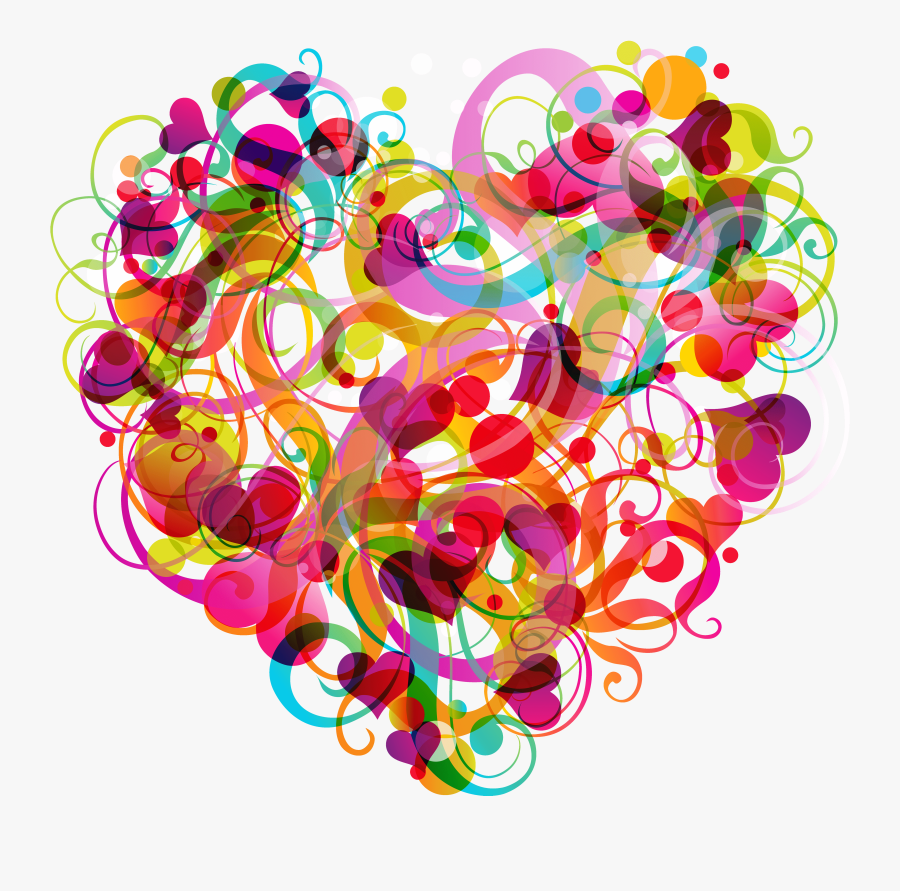 Abstract Colorful Heart Png Clipart - Heart Stickers Transparent Background, Transparent Clipart
