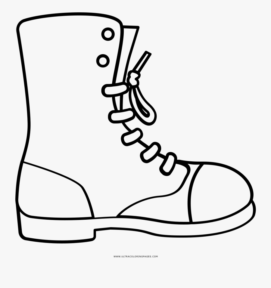 Combat Boot Coloring Page - Army Boots Draw Easy, Transparent Clipart