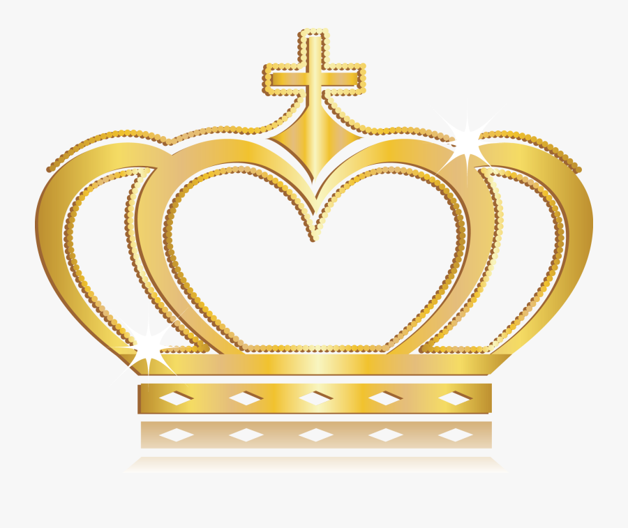 Transparent Corona Reina Png - Gold Crown With Cross, Transparent Clipart