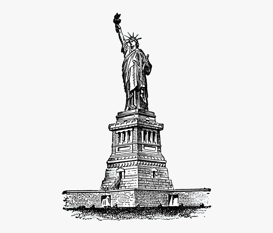 Liberty Drawing Sketch - Liberty Statue In Drawing, Transparent Clipart