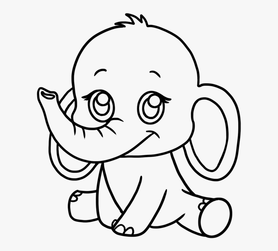 Baby Elephant Clip Art Black And White, Transparent Clipart