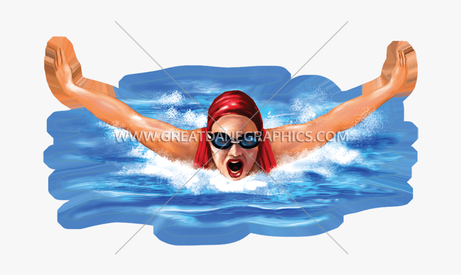 Swimmer Clipart Butterfly Stroke - Female Swimming Drawing Butterfly, Transparent Clipart