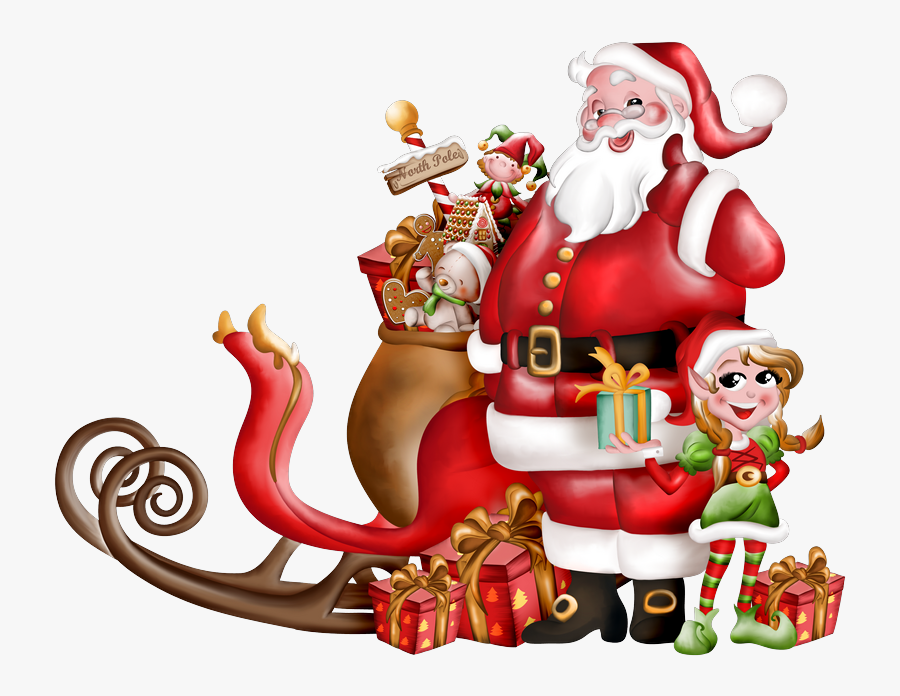 Clipart Pere Noel Traineau - Papa Noel En Trineo Png, Transparent Clipart