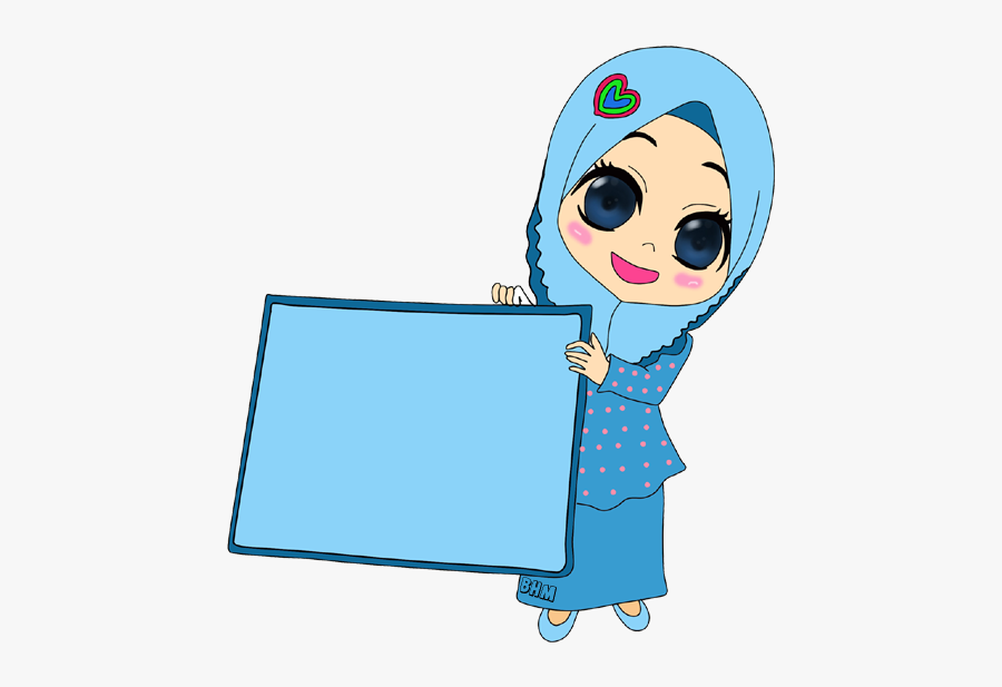 Bunga Hati Freebies - Bingkai Gambar Kartun Muslimah, Transparent Clipart