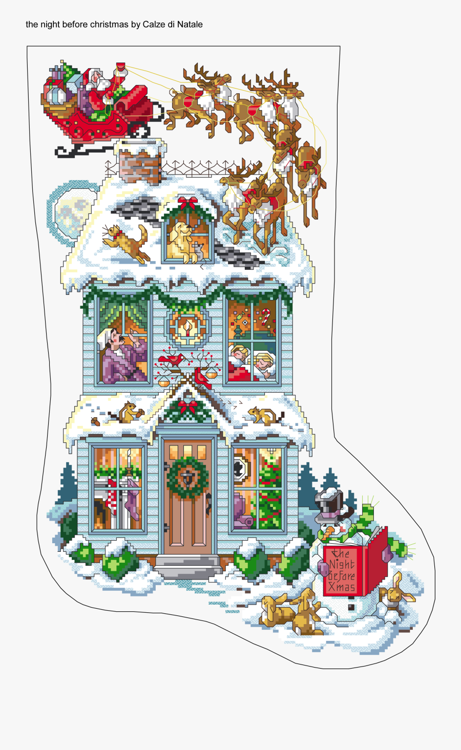 Free Cross Stitch Christmas Stocking, Transparent Clipart