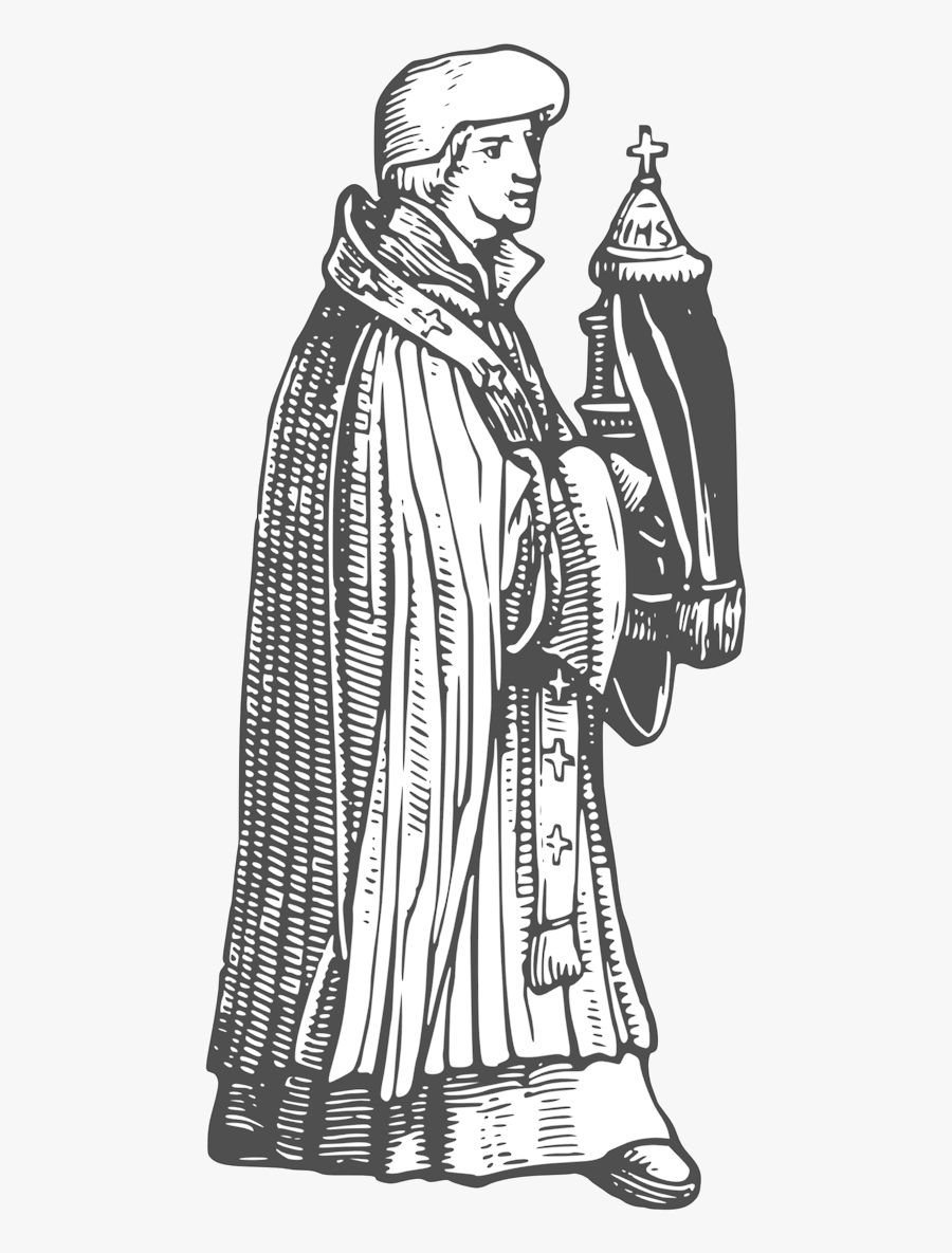 Art,monochrome Photography,costume - Medieval Priest Black And White, Transparent Clipart