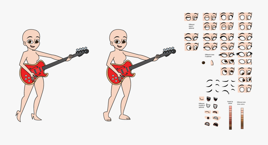 Havtith Human Bass Guitar Player Girl Magic Kristina - Guitar, Transparent Clipart