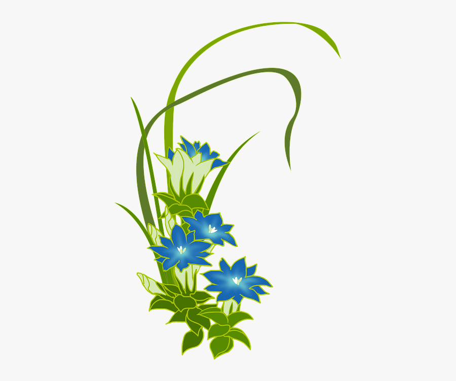 Gentian, Wild Grass, Blue, Flowers, Fuderindou - リンドウ の 花 イラスト, Transparent Clipart