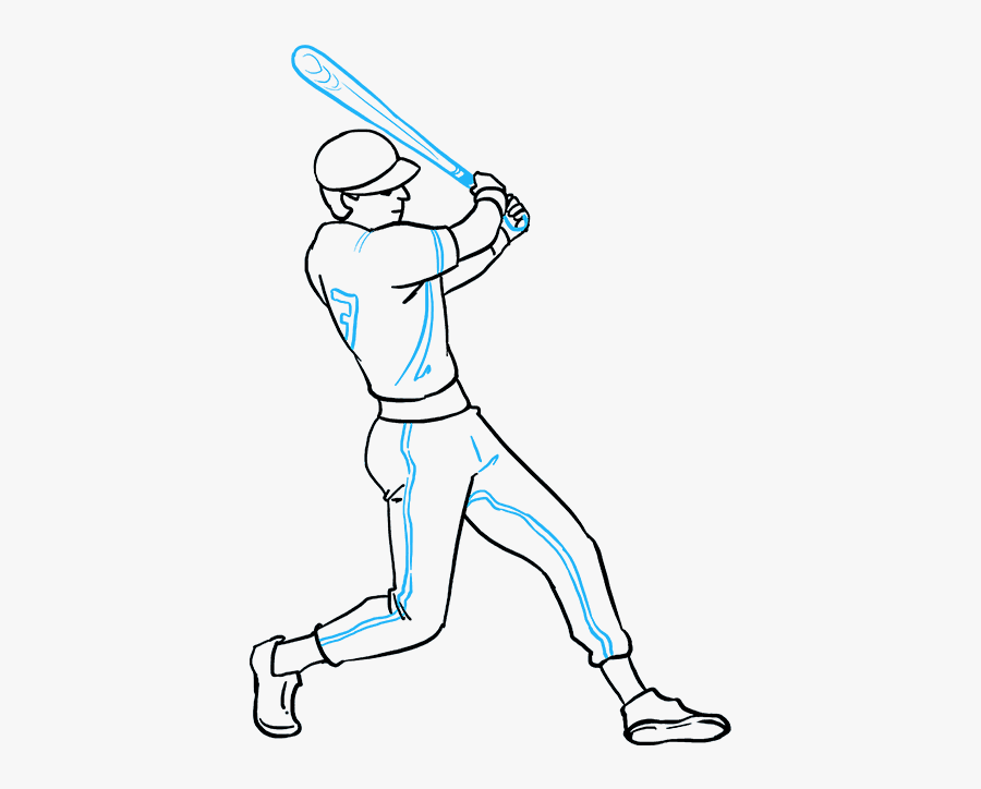 How To Draw Baseball Player - Baseball Player Drawing Easy, Transparent Clipart