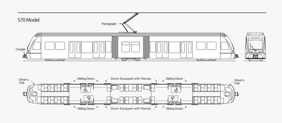 Train Drawing Side View - Siemens S70, Transparent Clipart