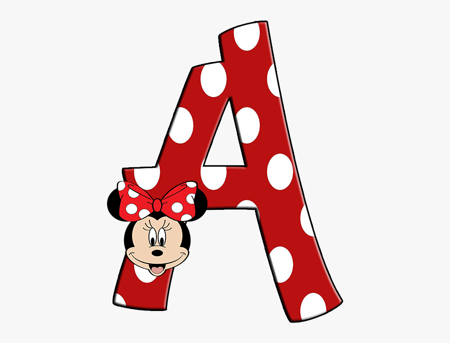 Abecedario De Minnie Sobre Letra Roja Con Lunares Blancos - Alphabet Minnie Mouse, Transparent Clipart