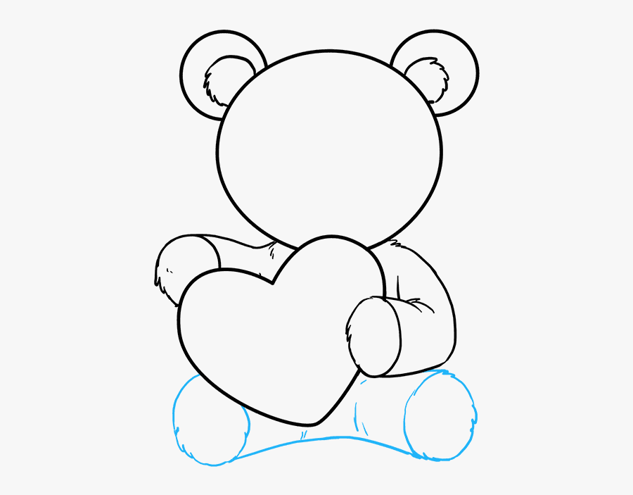 How To Draw Teddy Bear With Heart - Teddy Bear Holding Heart Drawing, Transparent Clipart