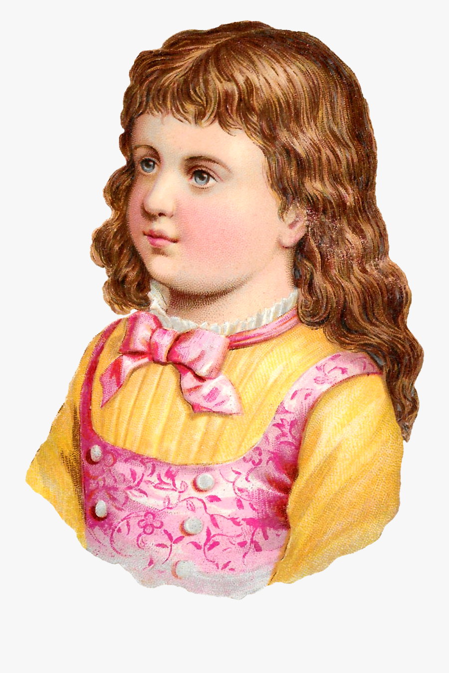Girl Child Victorian Image Clipart Digital Download, Transparent Clipart