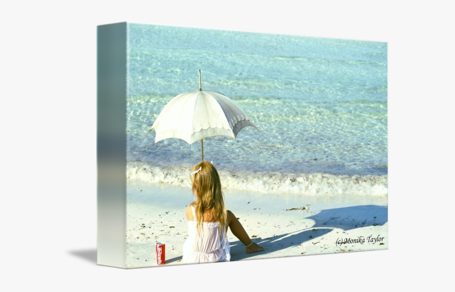 Clip Art Girl At Beach - Umbrella, Transparent Clipart