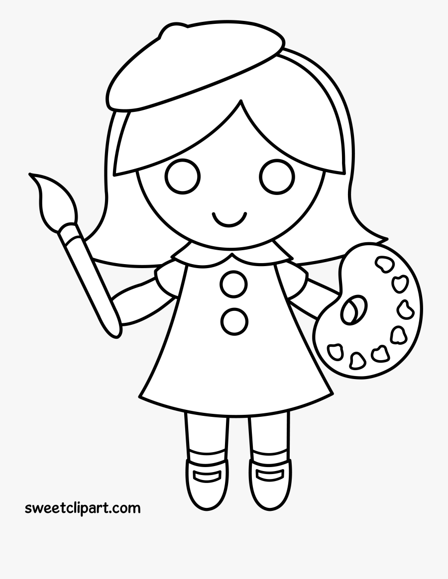 Painter Clipart Girl Painting - Cartoon, Transparent Clipart