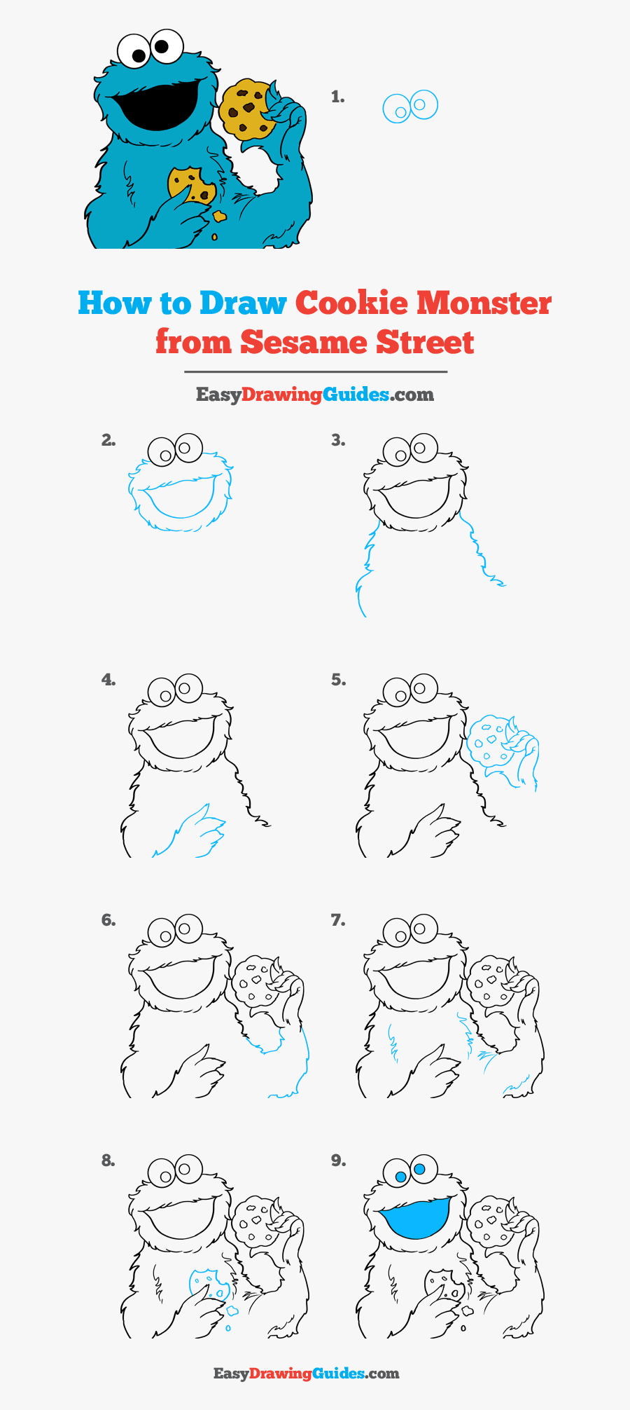 How To Draw Cookie Monster From Sesame Street - Draw The Cookie Monster, Transparent Clipart