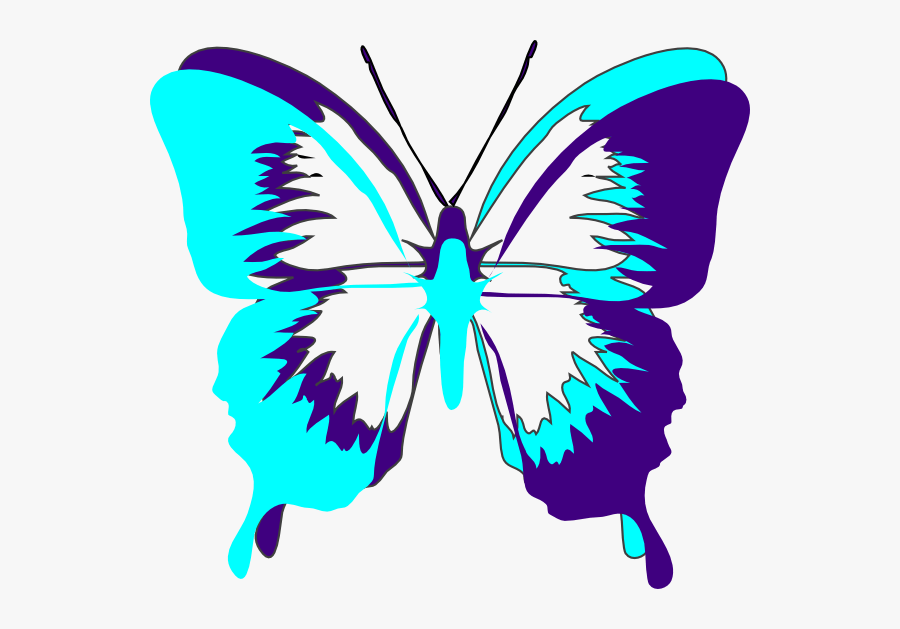 Purplebutterfly Clip Art At Clkercom Vector Clip Art - Butterfly Cartoon Black And White, Transparent Clipart